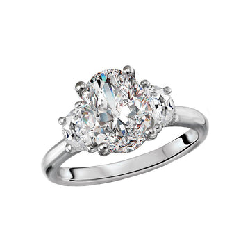 Chic 14K White Gold Lab Grown Diamond 3-Stone Semi-Mount Engagement Ring