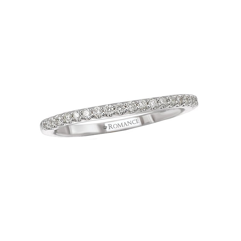 Orbelle Curved Wedding Band in 18K White Gold with Round Diamond (D. 1/7 carat total weight)
