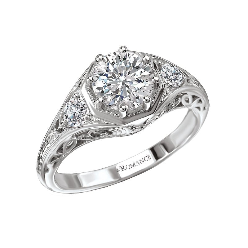 Vintage 14K White Gold Semi-Mount Diamond Ring with Lab Grown Diamonds