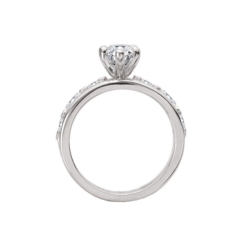 Orbelle Three Row Semi-Mount Diamond Engagement Ring | Bandora 14K White Gold Band