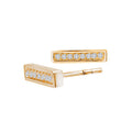 Luxora 14K Yellow Gold Round Diamond Bar Stud Earrings