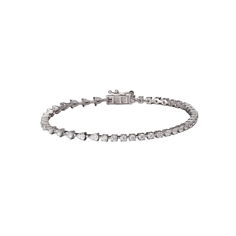 Chic Lab Grown Diamond Bracelet with Round and Pear Shaped Diamonds