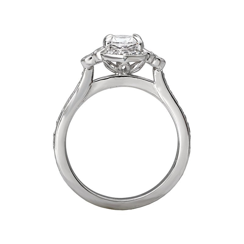 Orbelle Halo Diamond Ring Semi-Mount 18K White Gold Oval 7.5x5.5mm