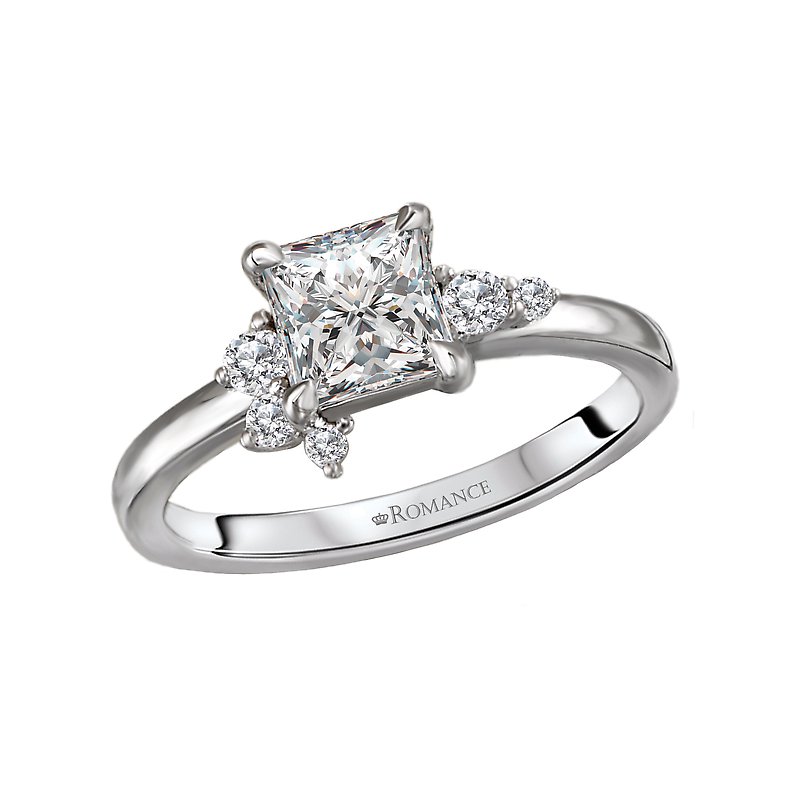 Orbelle Diamond Semi-Mount Engagement Ring | Bandora 14K White Gold Princess Cut