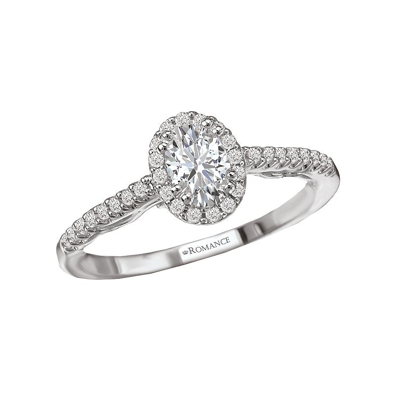 Orbelle Petite Oval Halo Diamond Ring in 14K White Gold