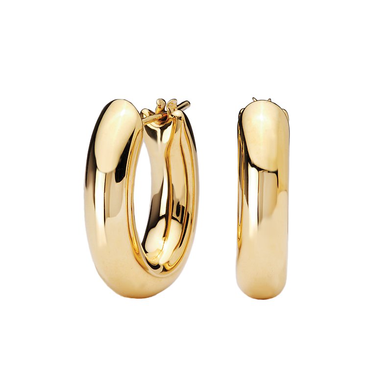 Luxora 14K Yellow Gold Oval Hoop Earrings - Italian Fashion Jewelry