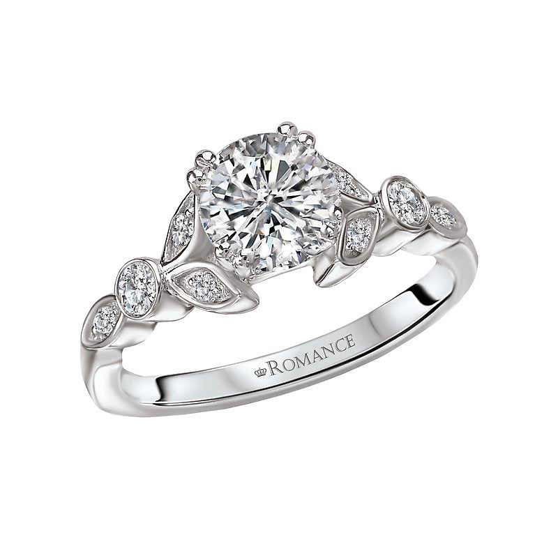 Orbelle Lab Grown Diamond Floral Design Round Diamond Ring in 14K White Gold