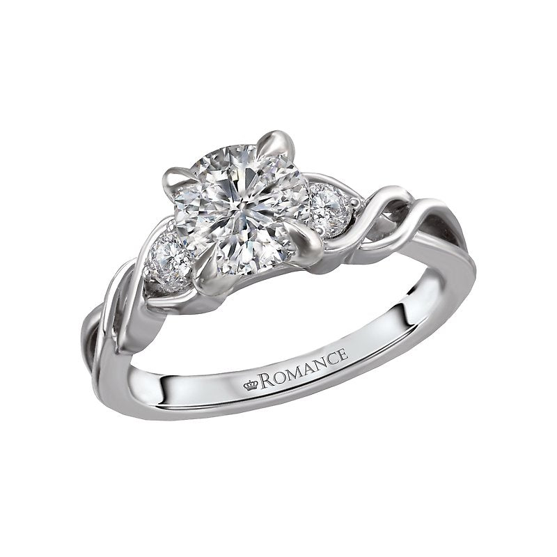 Orbelle 3 Stone White Diamond Engagement Ring in 18K White Gold