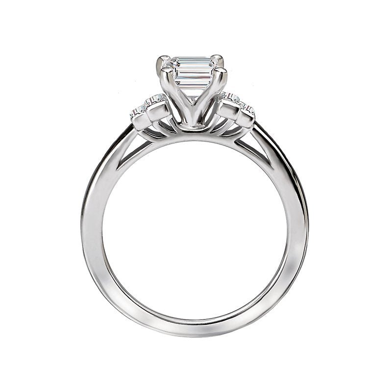 Bandora 14K White Gold Semi-Mount Diamond Ring for Emerald Cut Stone
