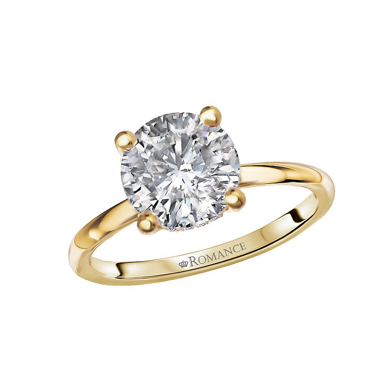 Orbelle 14K Yellow Gold Hidden Halo Engagement Ring with 8.2mm Round Diamond Setting