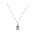Luxora Octagon Aquamarine and Diamond Necklace in 14K White Gold