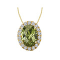 Luxora Oval Peridot Gemstone and Diamond Pendant in 14K Yellow Gold
