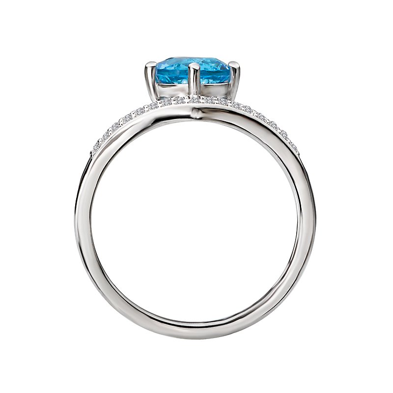 Luxora 14K White Gold Diamond and Blue Topaz Fashion Ring