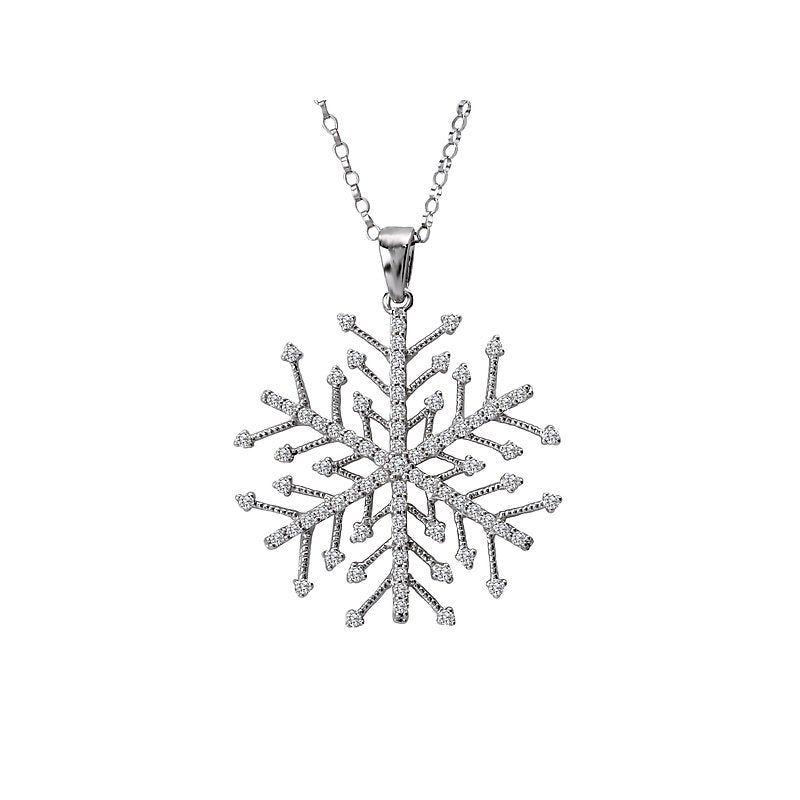 Luxora Diamond Snowflake Pendant in 14K White Gold - Round Cut 1/3 Carat Total Weight