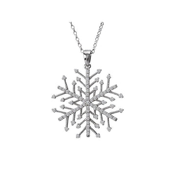 Luxora Diamond Snowflake Pendant in 14K White Gold - Round Cut 1/3 Carat Total Weight