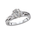 Glemera 3 Stone Semi-Mount Diamond Ring - 14K White Gold Oval 7x5mm