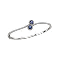 Luxora Ladies Fashion Gemstone Bracelet | 14K White Gold Cuff with Sapphire and Diamond Halo