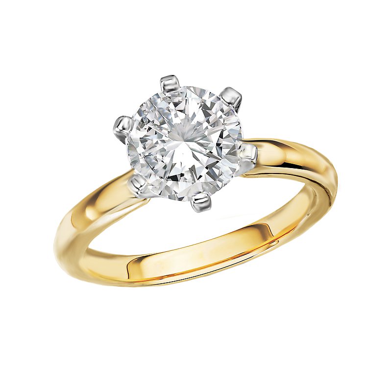 Glemera Solitaire Semi-Mount Diamond Ring - 14K Yellow Gold Round Center Stone