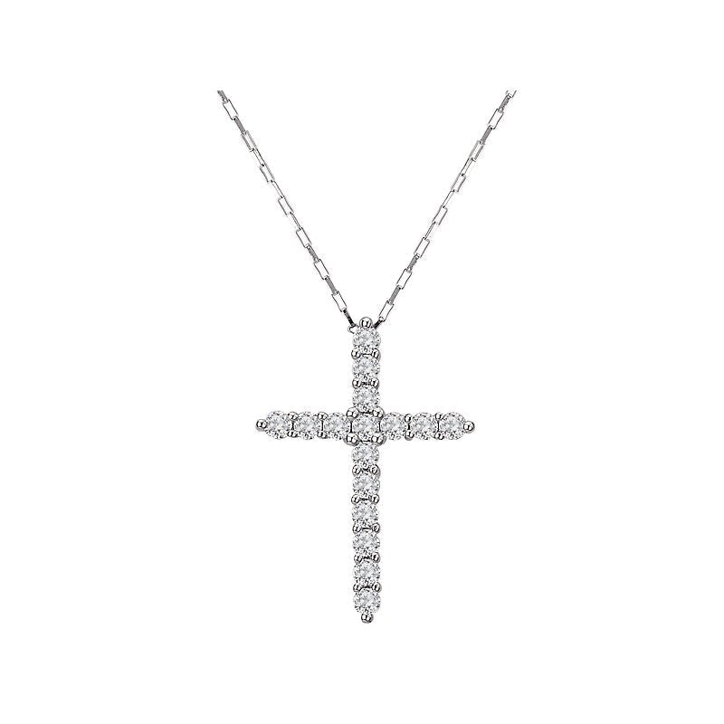 Aurenza Classics 14K White Gold Round Diamond Religious Cross Pendant