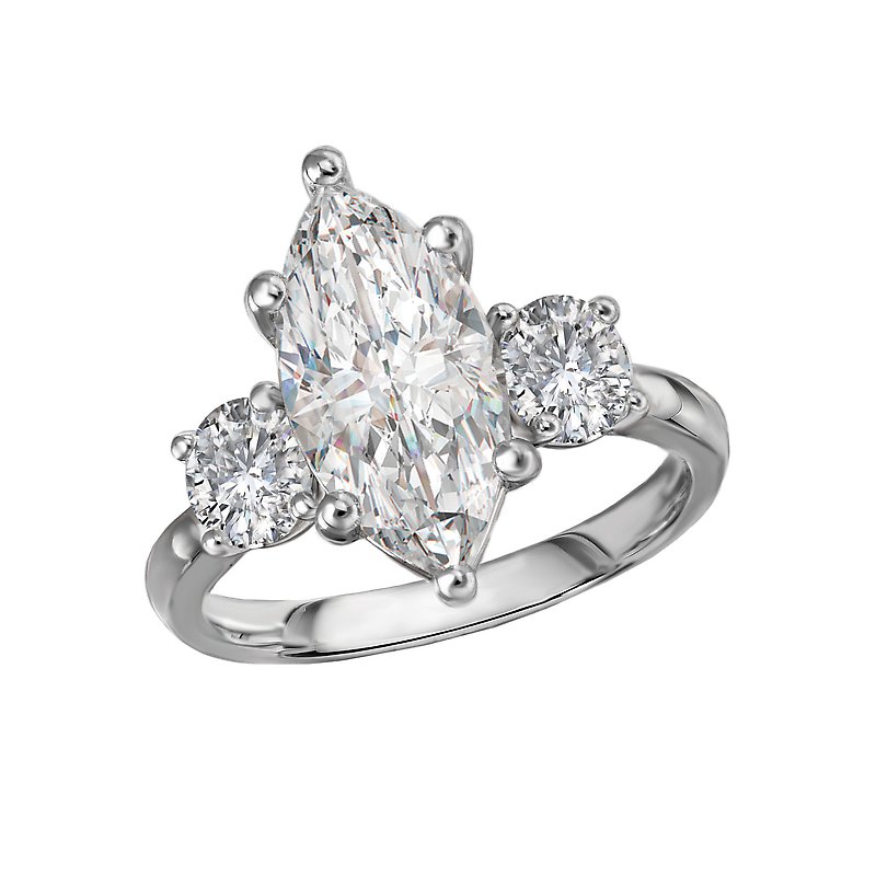 Chic 14K White Gold Lab Grown Diamond Marquise Semi-Mount Engagement Ring