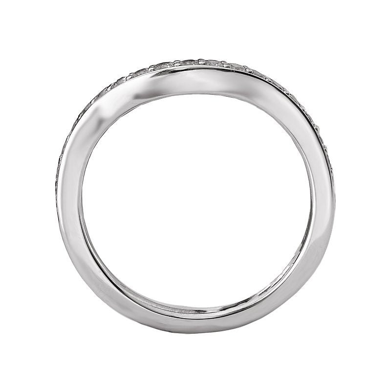 Orbelle Curved Wedding Band - 18K White Gold with Round Diamonds