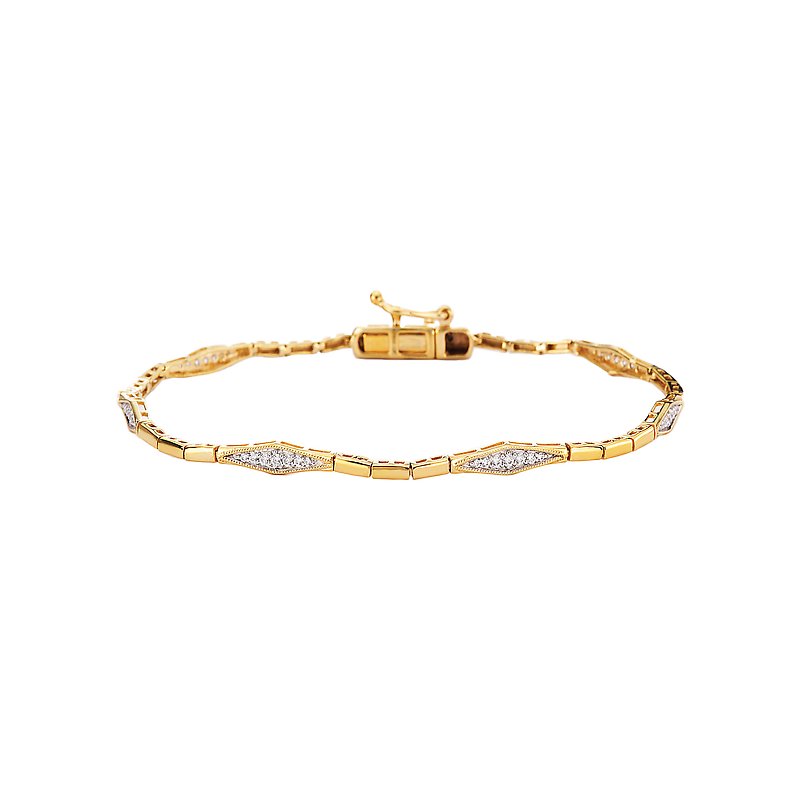 Luxora Diamond Link Bracelet in 14kt Yellow Gold with 1/4 Carat Round White Diamonds