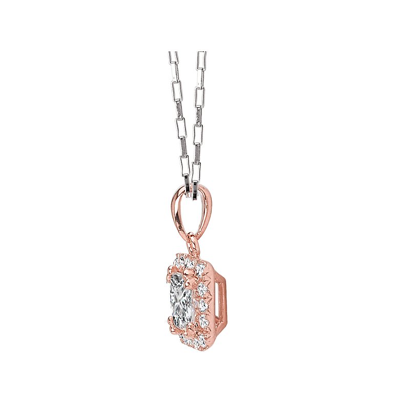 Luxora Diamond Halo Pendant in 14kt Rose Gold - Princess Cut 6mm