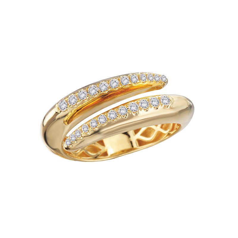 Luxora Spiral Ladies Fashion Diamond Ring - 14K Yellow Gold Twist Style