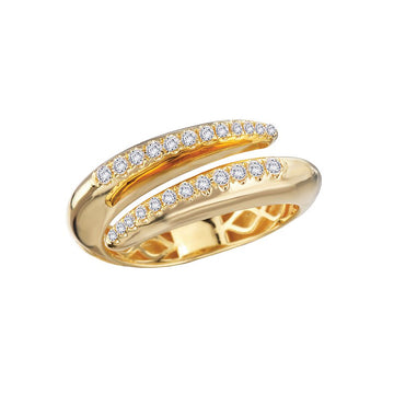 Luxora Spiral Ladies Fashion Diamond Ring - 14K Yellow Gold Twist Style