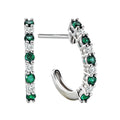 Luxora Ladies Diamond and Tsavorite Half Hoop Earrings in 14K White Gold