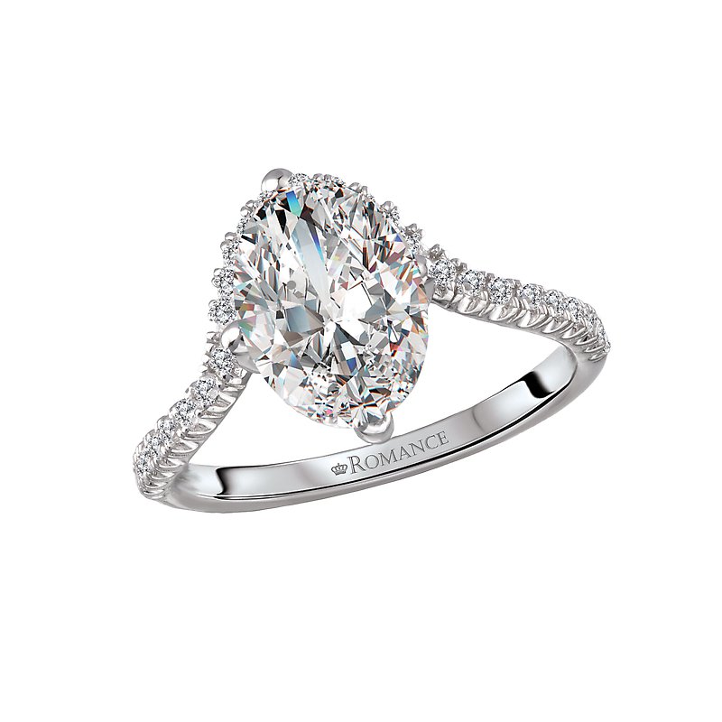 Orbelle Half Halo Semi-Mount Diamond Engagement Ring in 14K White Gold