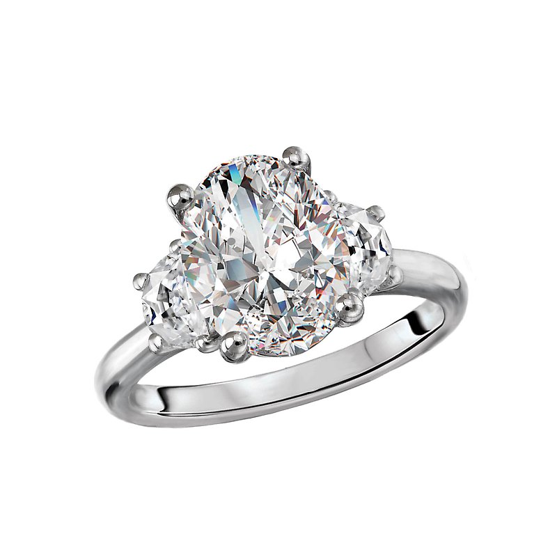 Chic 14K White Gold Oval Lab Grown Diamond Engagement Ring