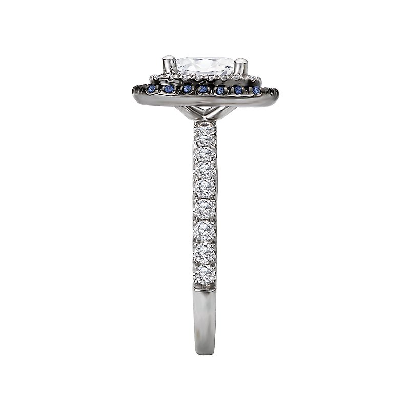 Orbelle Lab Grown Diamond Halo Semi Mount Engagement Ring with Diamond and Sapphire
