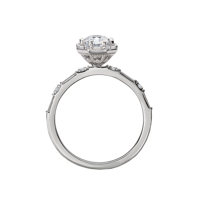 Orbelle Diamond Semi-Mount Halo Engagement Ring | 14K White Gold Oval Shape