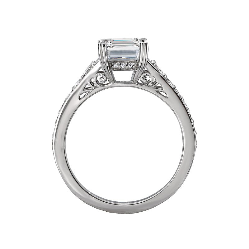 Bandora 14K White Gold Semi-Mount Diamond Ring for Emerald Center Stone