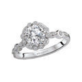 Bandora 14K White Gold Semi-Mount Diamond Ring with Scalloped Halo