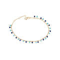 Luxora Italian 14kt Gold Fringe Bracelet with Lapis and Turquoise Beads