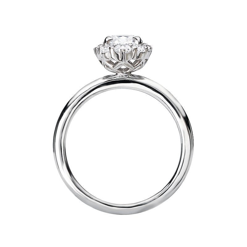 Orbelle Halo Diamond Semi-Mount Engagement Ring | 14K White Gold Oval 7.5x5.5mm