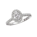 Glemera Petite Oval Halo Diamond Ring in 14K White Gold