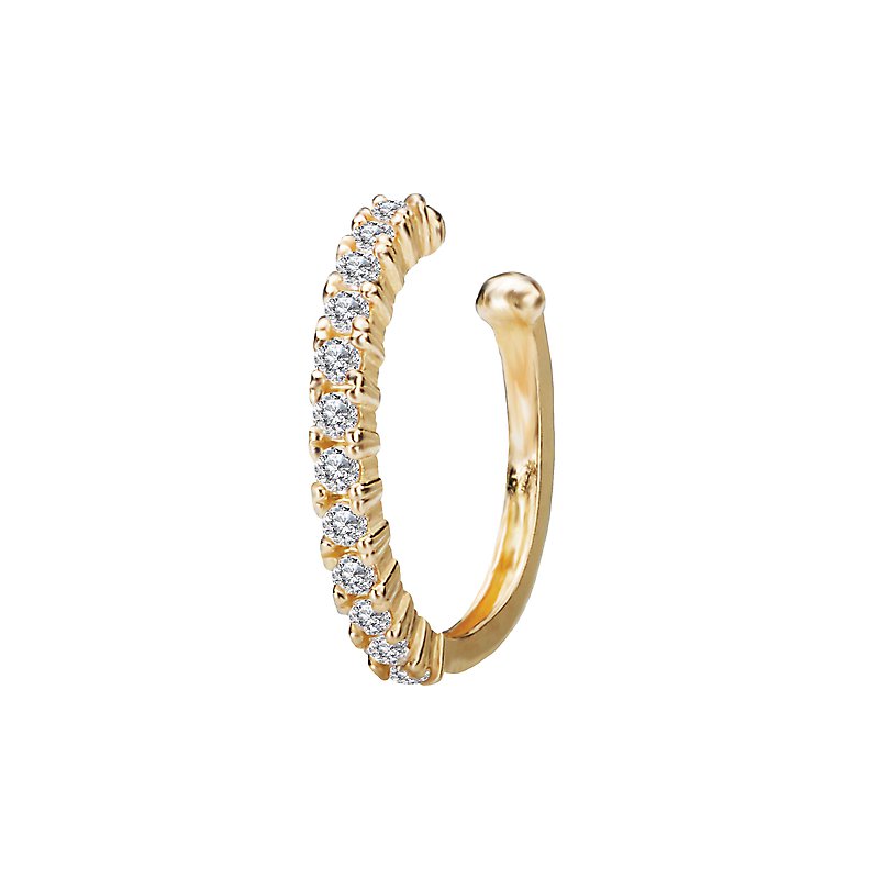 Luxora 14K Yellow Gold Cartilage Hoop Earring with Cubic Zirconia Stones