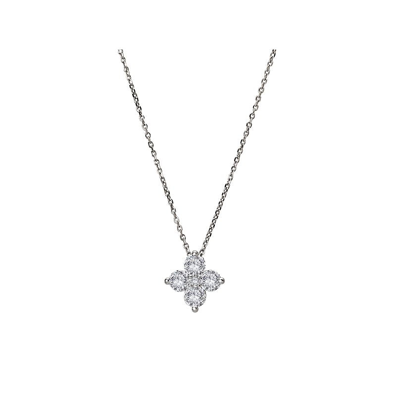 Luxora Floral Diamond Pendant Necklace in 14K White Gold