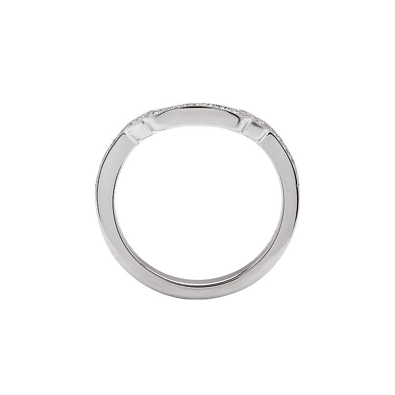 Orbelle Petite Curved Wedding Band in 14K White Gold with Milgrain Detail