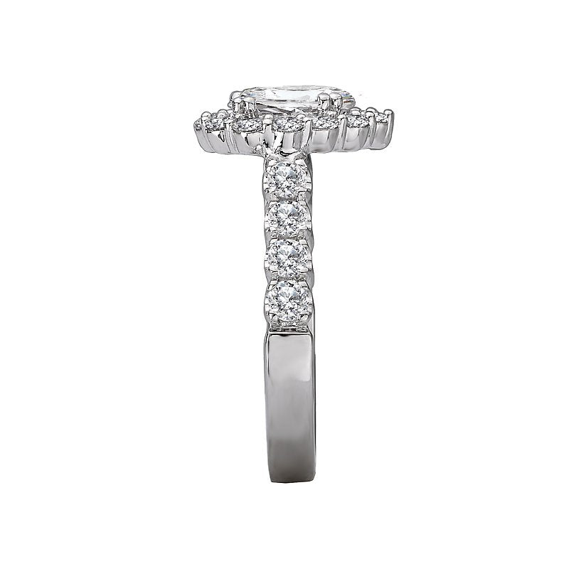 Orbelle Halo Semi-Mount Diamond Ring in 14K White Gold with Pear Shaped Lab Grown Diamond