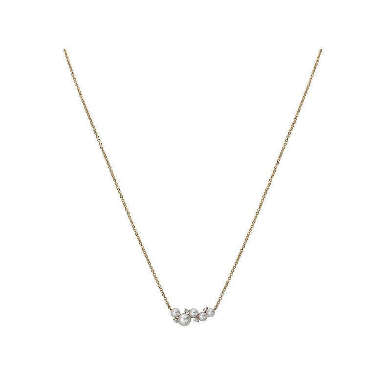 Luxora 14kt Yellow Gold Diamond and Pearl Cluster Necklace
