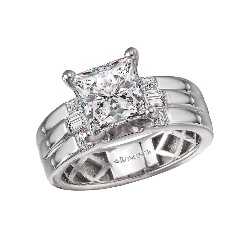 Orbelle Princess Cut Diamond Semi-Mount Engagement Ring in 14K White Gold