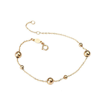Luxora Italian 14kt Yellow Gold Bead Chain Bracelet