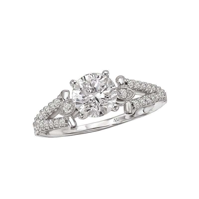 Glemera Bandora 14K White Gold Diamond Split Shank Engagement Semi-Mount Ring