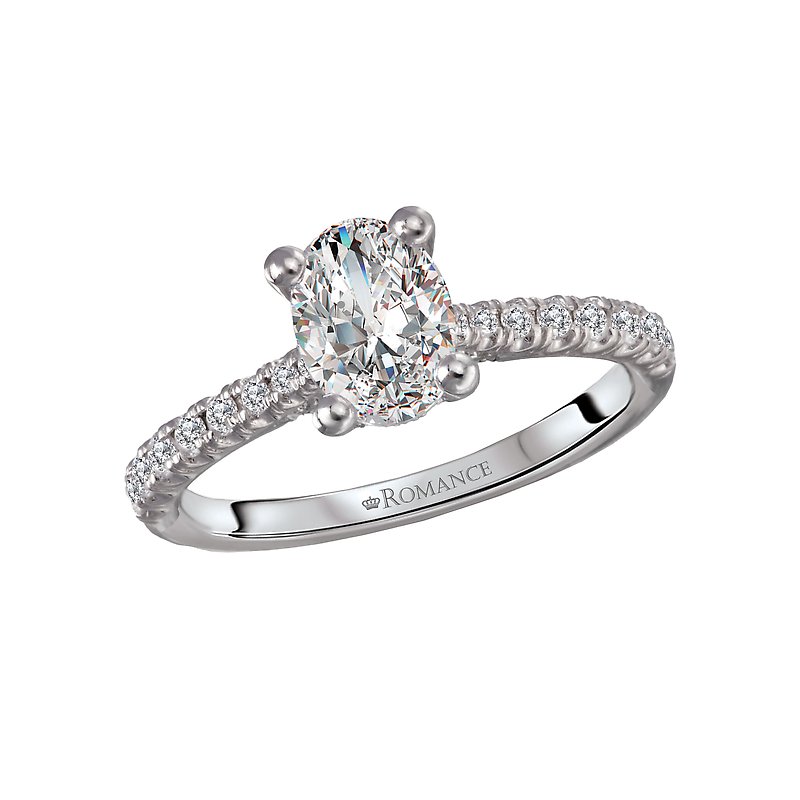Orbelle Hidden Halo Oval Diamond Engagement Ring in 14K White Gold