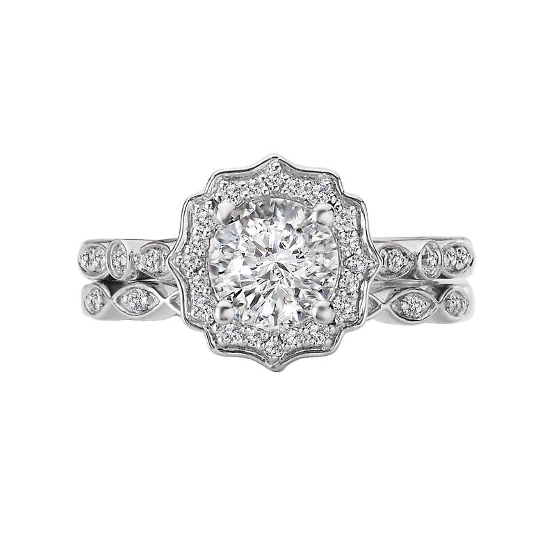 Orbelle Halo Semi-Mount Diamond Ring in 14K White Gold with Lab Grown Diamond