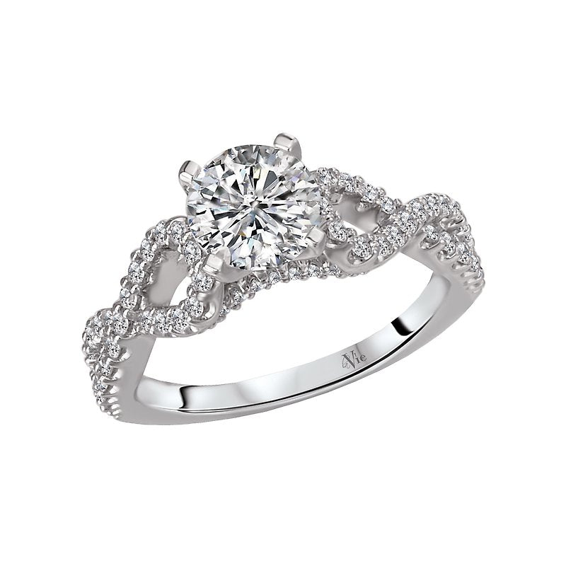 Glemera Bandora Diamond Split Shank Semi-Mount Ring in 14K White Gold